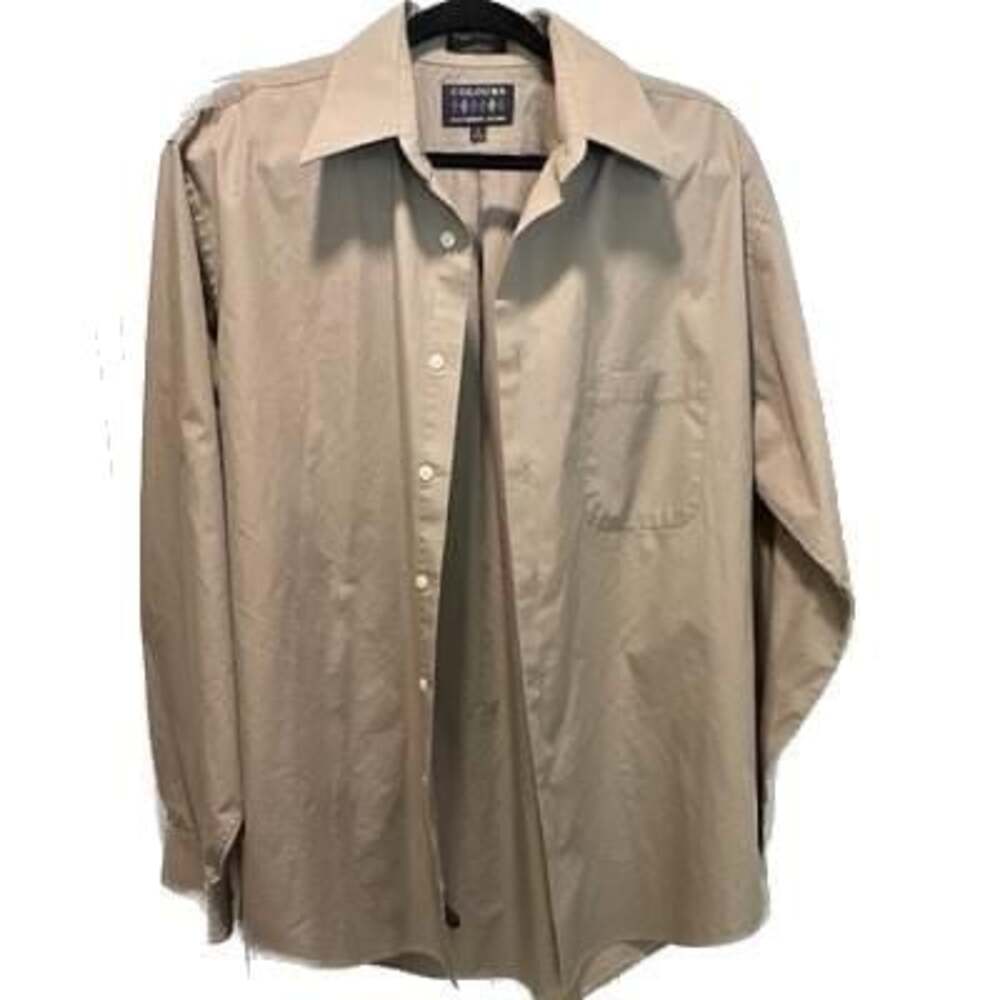 Colours Alexander Julian Men’s 16 34/35 Beige Solid Cotton Shirt Pocket